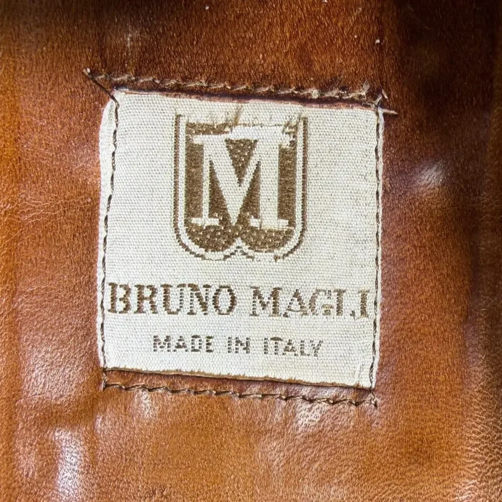 Bruno Magli Mens 9M Brown Basketweave Leather Slip On Dress Loafers Shoes Casual